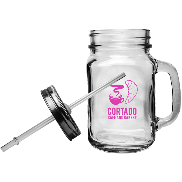 Cowboy To Go 15 oz. Handled Mason Jar with Lid and Straw